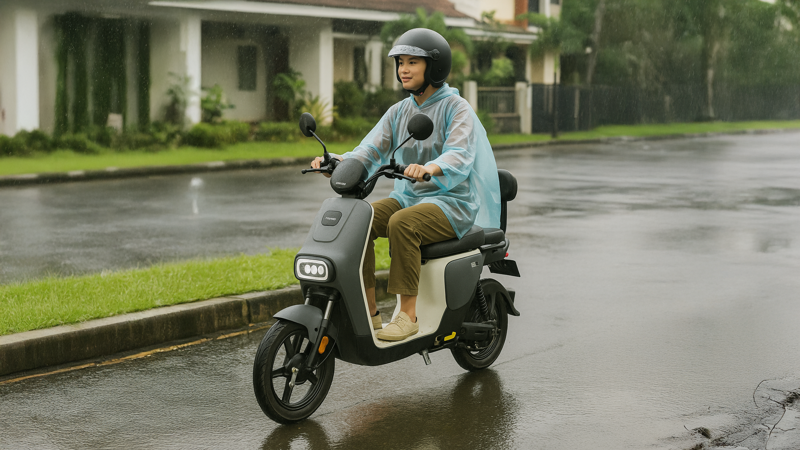 pengalaman aman berkendara sanken evbike saat hujan gerimis