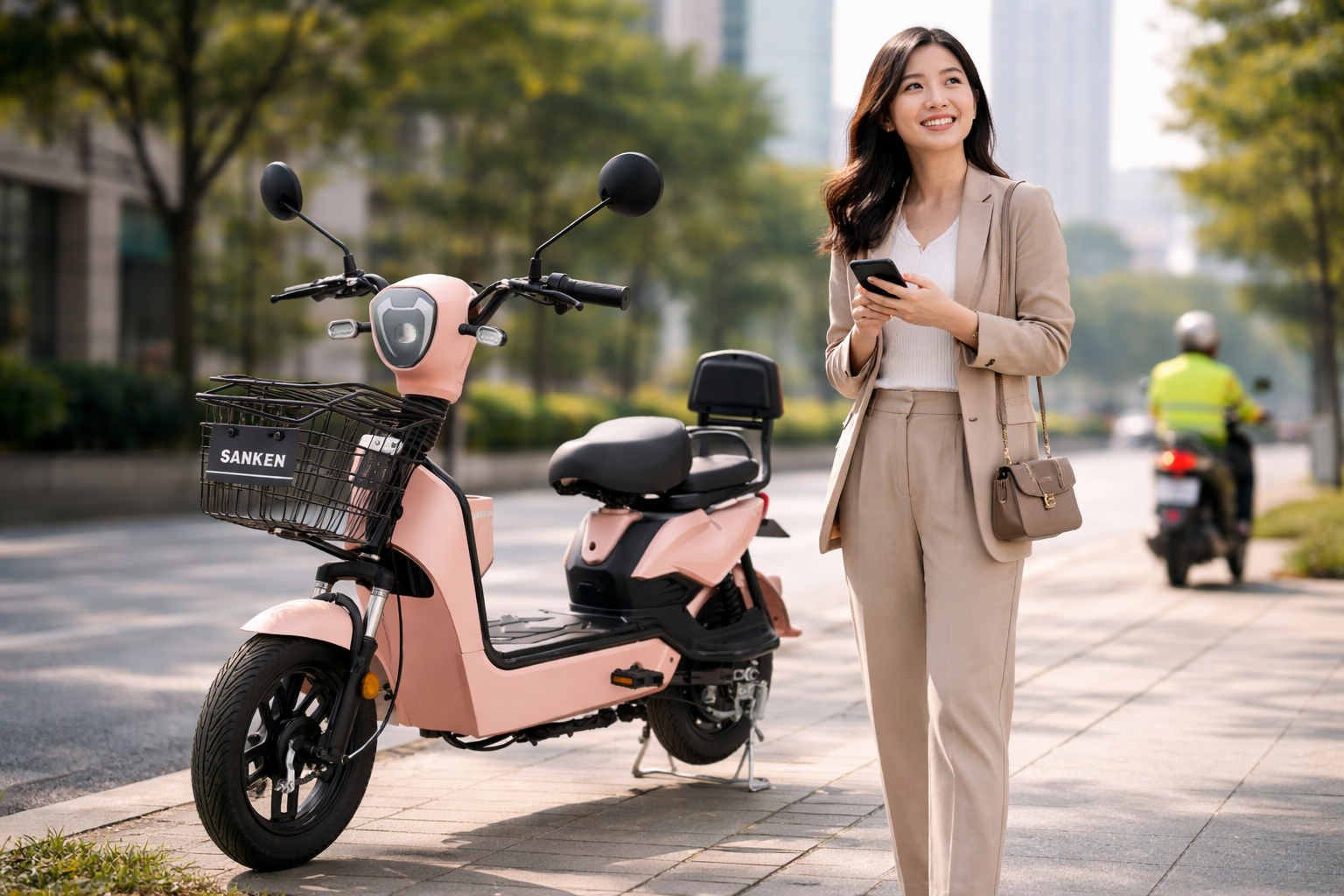 ojek online vs menggunakan sepeda listrik Sanken Swift untuk pekerja kantoran